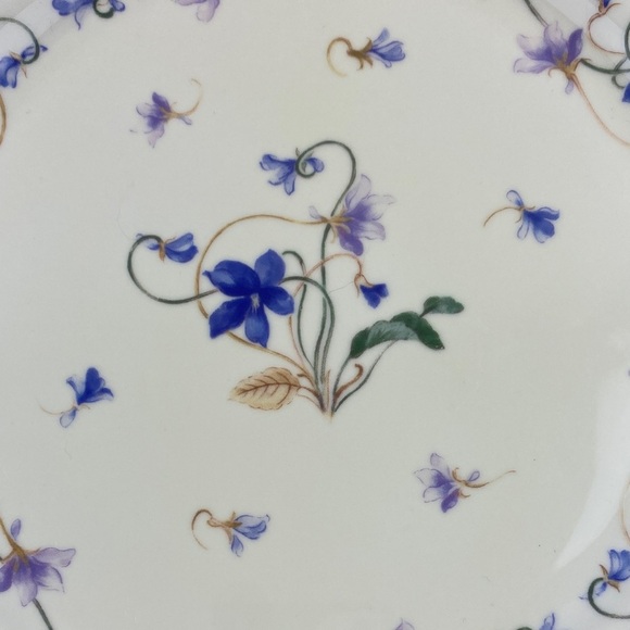 Andrea By Sadek Cake Plate and Server Discontinued Blue Flower & Vine Pattern - Picture 4 of 10